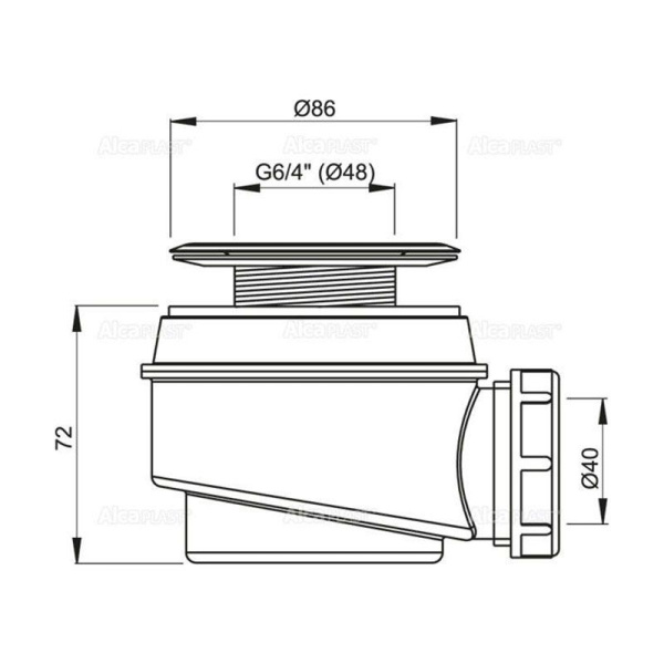 Сифон для душевого поддона Alcaplast с нержавеющей peшeткой, A46-60