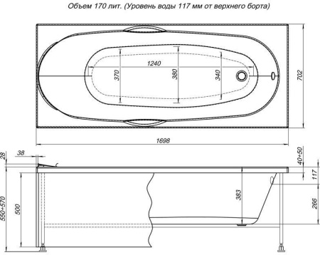 Акриловая ванна Aquanet Dali 170x70 (с каркасом)