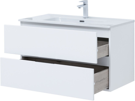 Тумба под раковину Aquanet Алвита New 90 2 ящика, белый матовый
