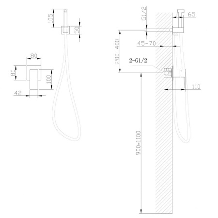 Смеситель ABBER Daheim AF8225B с гигиеническим душем, черный матовый