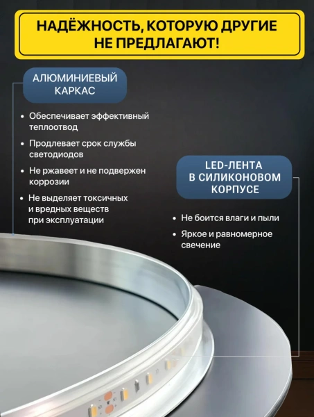 Зеркало EMZE D80 Led UV с подсветкой и УФ-окантовкой (золото)