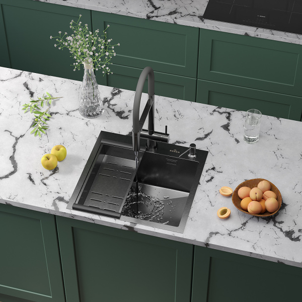 Кухонная мойка Roxen Simple 50 PVD (графит)
