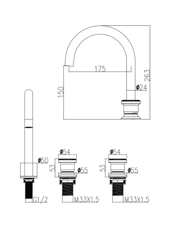 Смеситель для раковины ALTROBAGNO Рикко (Ricco) 010603 Cr