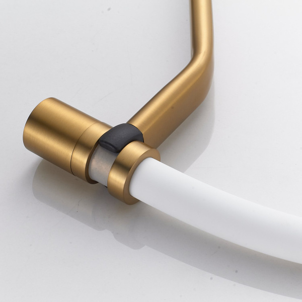 Смеситель для кухни с гибким изливом Shevanik S343G-1, золотой сатин