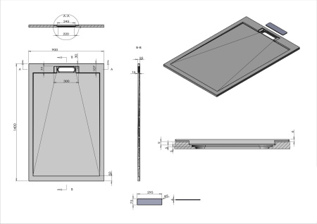 Поддон для душа из искусственного камня Vincea VST-4SRL9014W, 1400*900*25, белый матовый