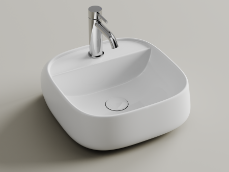 Раковина подвесная Ceramicanova Источник (Fonte) с отверстием под смеситель 420x420x145, белый CN5052