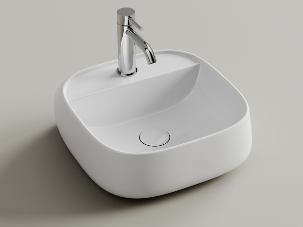 Раковина подвесная Ceramicanova Источник (Fonte) с отверстием под смеситель 420x420x145, белый CN5052