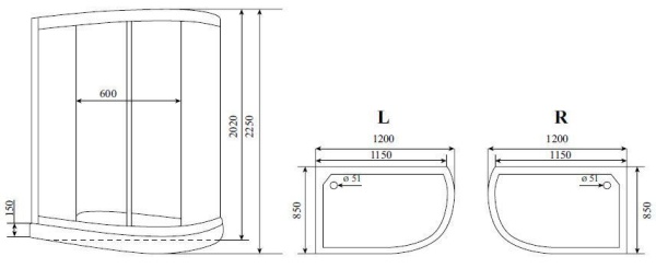 Душевая кабина Timo Comfort T-8802 P L Clean Glass 120x85x220