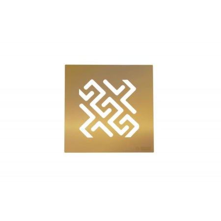 Трап BERGES водосток ZENTRUM Antik 100х100 золото глянец выпуск D50/75/110 H74 вертикальный