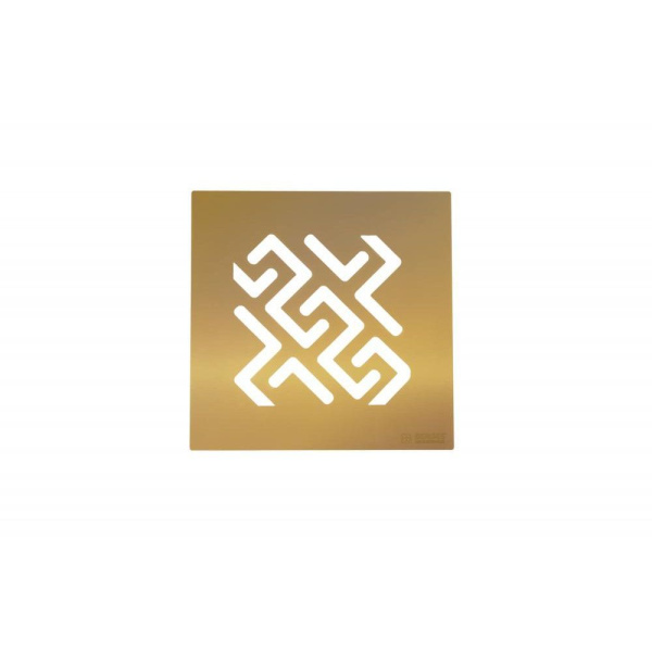 Трап BERGES водосток ZENTRUM Antik 150х150 золото глянец выпуск D50/75/110 H74 вертикальный