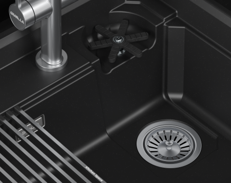 Мойка для кухни Granula Kitchen Space Rinzer 7308R шварц, 73х52 см, прямоугольная