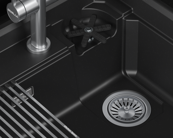 Мойка для кухни Granula Kitchen Space Rinzer 7308R шварц, 73х52 см, прямоугольная