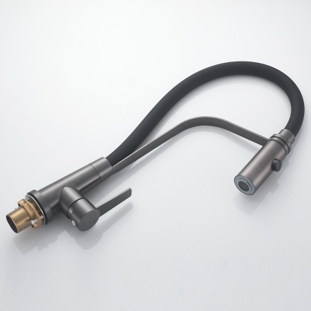 Смеситель для кухни с гибким изливом и режимом "душ" Shevanik S943T-3, оружейная сталь