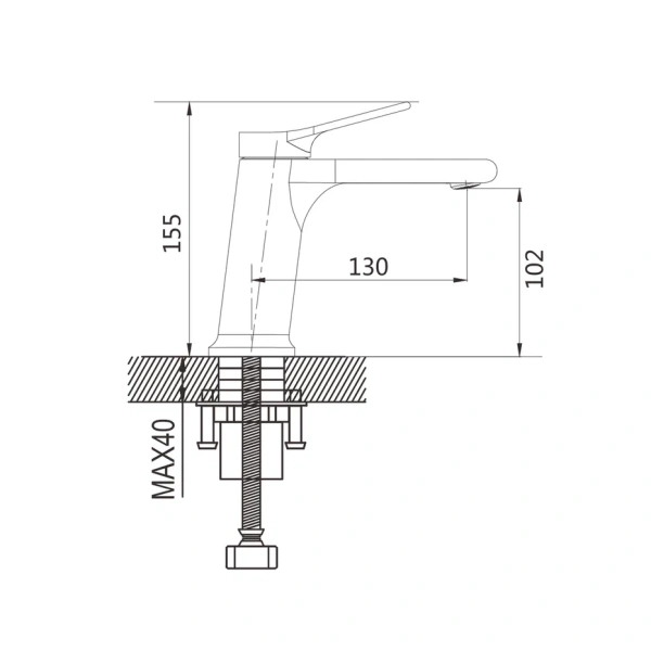 Смеситель для раковины Shevanik S8301T, оружейная сталь