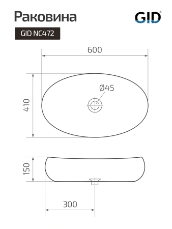 Раковина накладная Gid Nc472