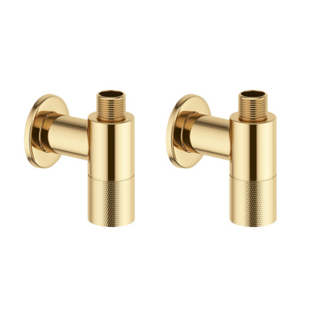 Латунные угловые кран-вентили для подключения смесителя Wellsee Drainage System 182148001, 2 шт, резьба 1/2"x 3/8", с отражателями, цвет золото