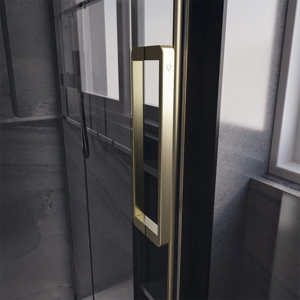 Душевая дверь Veconi Premium Trento PTD-40G, 1500х2000, брашированное золото, стекло прозрачное