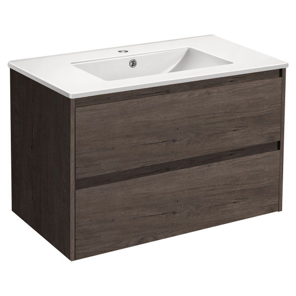 Тумба под раковину Vincea Gio 800 подвесная, 2 выкатных ящика soft-close, R.Oak
