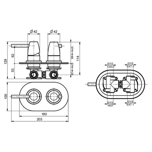 Смеситель для ванны и душа Webert Opera Moderna OE860101560