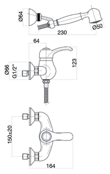 Смеситель для душа Webert Armony AU870101060, медь