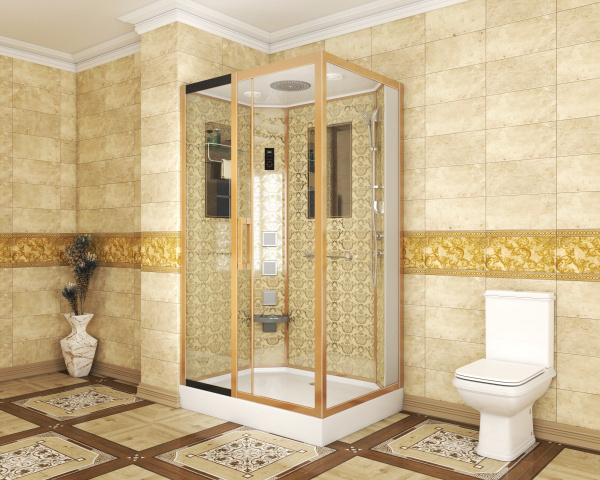 Душевая кабина Niagara Luxe NG-7711GL 90x120х215, низкий поддон, стенки золото