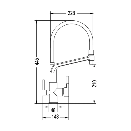 Смеситель для мойки Rose R658 с подключением к фильтру и гибким извивом, хром