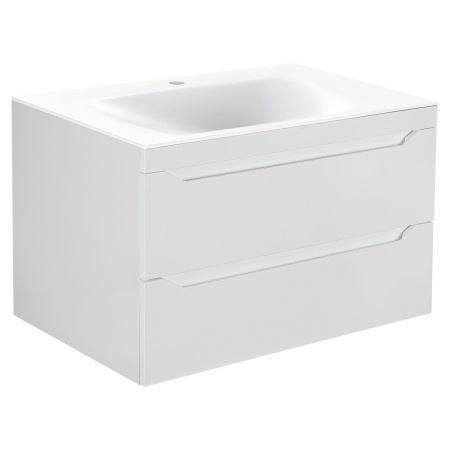 Тумба Vincea Fine 800 подвесная, 2 выкатных ящика soft close, G.White с умывальником VCB-1F800W из искусственного камня, цвет белый