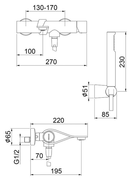Смеситель для ванны Webert One-B NB850101441