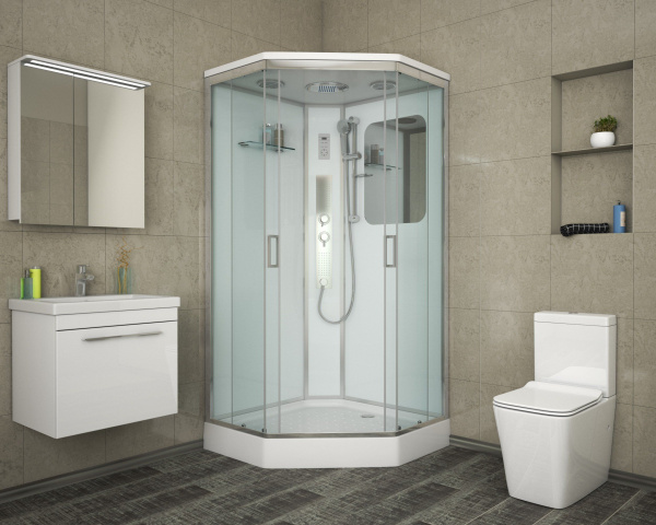 Душевая кабина Niagara Premium NG-6002-01GD 100х100х220, низкий поддон 16 см, стекло прозрачное