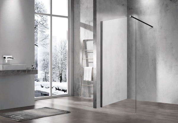 Душевая перегородка Vincea Walk-In VSW-1H700CLB, 700*2000, черный, стекло прозрачное