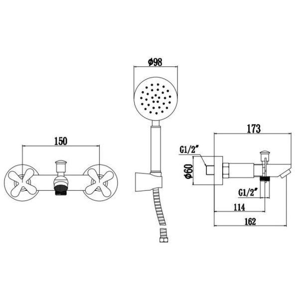 Смеситель для ванны Fmark FS8504, сатин