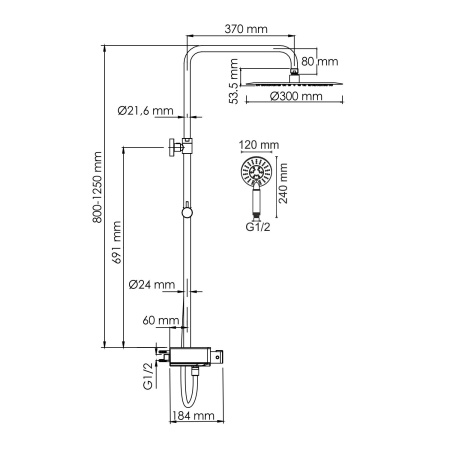 A113.116.058.CH Thermo Душевой комплект WasserKRAFT с термостатическим смесителем