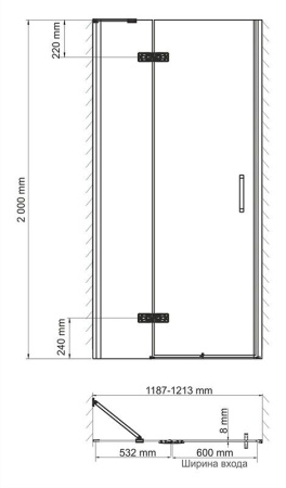Душевая дверь WasserKRAFT Aller 10H05LBLACK MATT