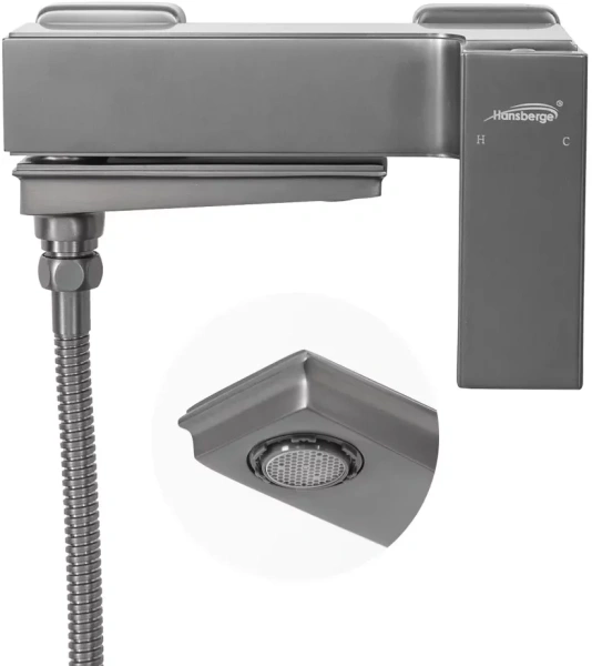 Смеситель для ванны с ручным душем Hansberge H4070 Графит