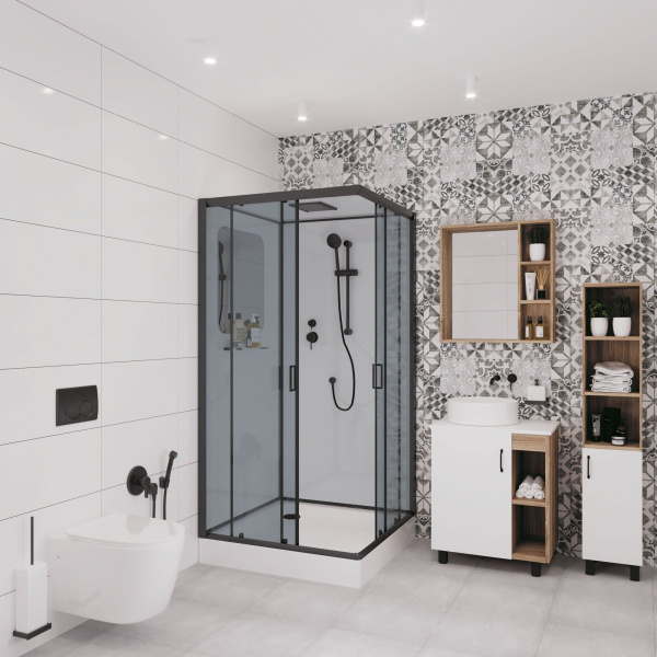 Душевая кабина Niagara Premium NG-6902-01Q BLACK 100х100х210, низкий поддон 16 см, стекло тонированное