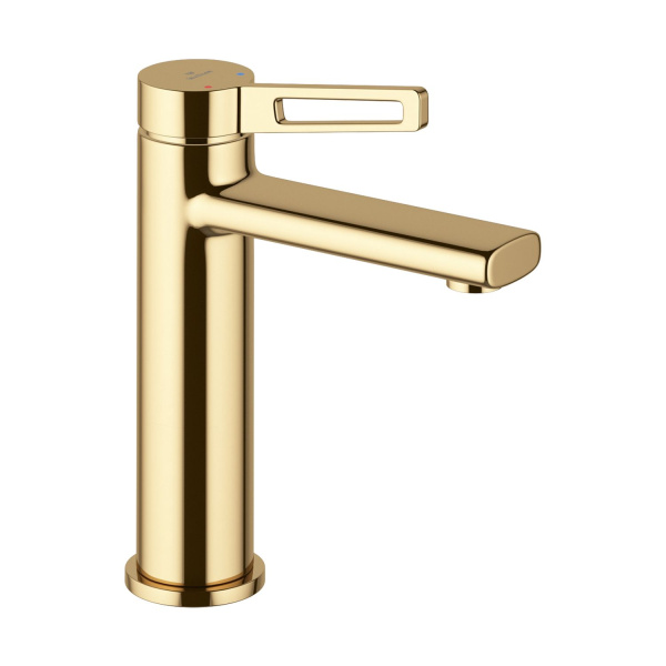 Раковина для ванной Wellsee Calin 201000568 в наборе 2 в 1: овальная раковина белого глянцевого цвета, смеситель в цвете золото