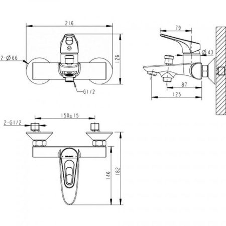 Смеситель для ванны Bravat Drop-D F648162C-B-RUS, хром