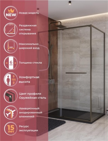 Душевой уголок CEZARES LUX-AH-FS-11-130/80-C-GM