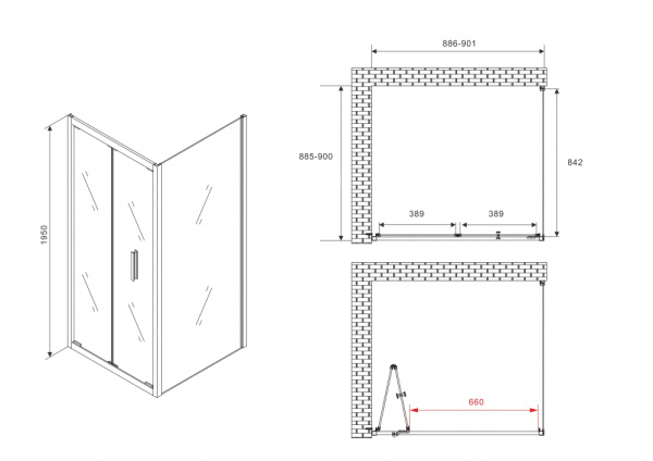 Душевой уголок ABBER Sonnenstrand AG07090B-S90B