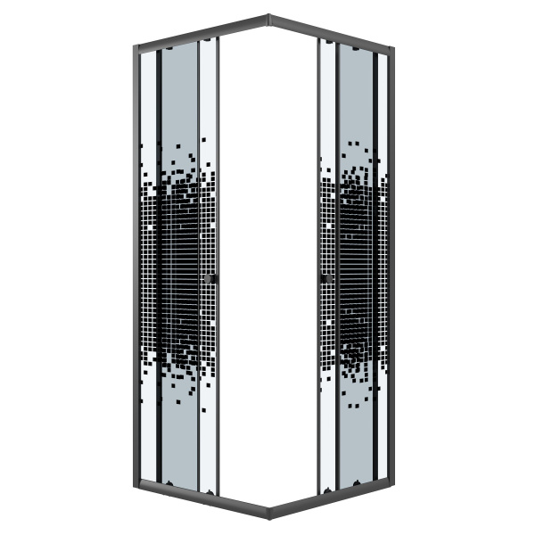 Душевое ограждение Niagara Eco NG-1009-14QBLACK (90х90х190) квадрат,раздвижное,черный,стекло мозаика