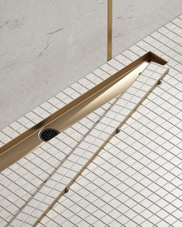 Душевой лоток (двухсторонняя решетка) TIMO Drain System DS230207/17, матовое золото