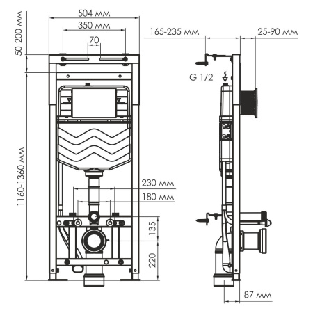 Система инсталляции для унитазов WasserKRAFT Dill 61TLT.010.ME.WM04