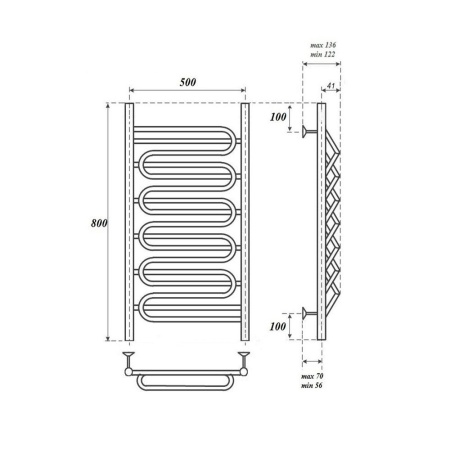 Полотенцесушитель водяной Point PN01158S П7 500x800, хром