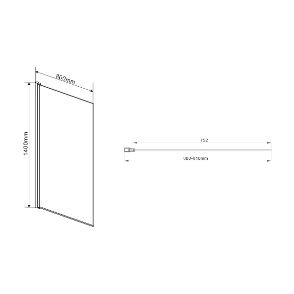 Душевая шторка на ванну Vincea VSB-11800CLB, 800*1400, черный, стекло прозрачное