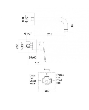 Смеситель для раковины Webert Sax Evolution SE830606740, белый
