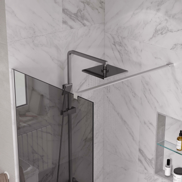 Душевая перегородка ограждение Reflexion RX20090TCR-20 Walk in 200x90см тонированное закаленное стекло 8мм хромированный профиль