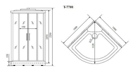 Душевая кабина Timo Lux T-7701 100x100x225