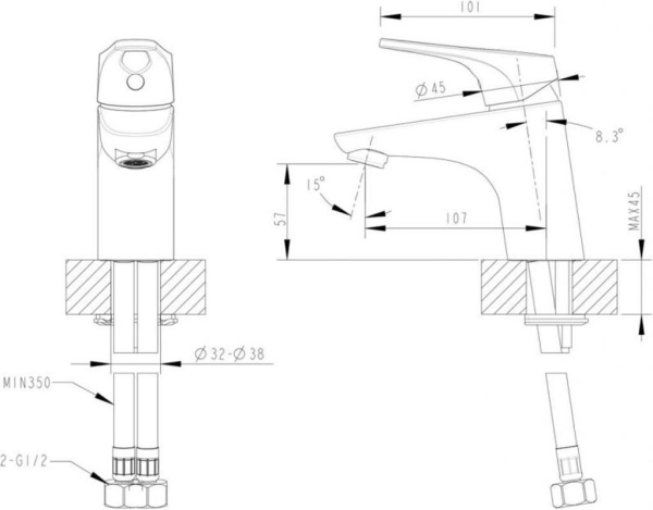 Смеситель для раковины Bravat Drop-D F148162C, хром