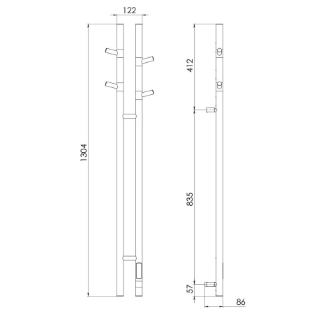 Полотенцесушитель электрический Vincea VTD-1D2BE 25х130, черный, таймер