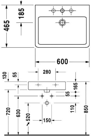 Раковина для мебели Duravit Vero 60x47 0454600027